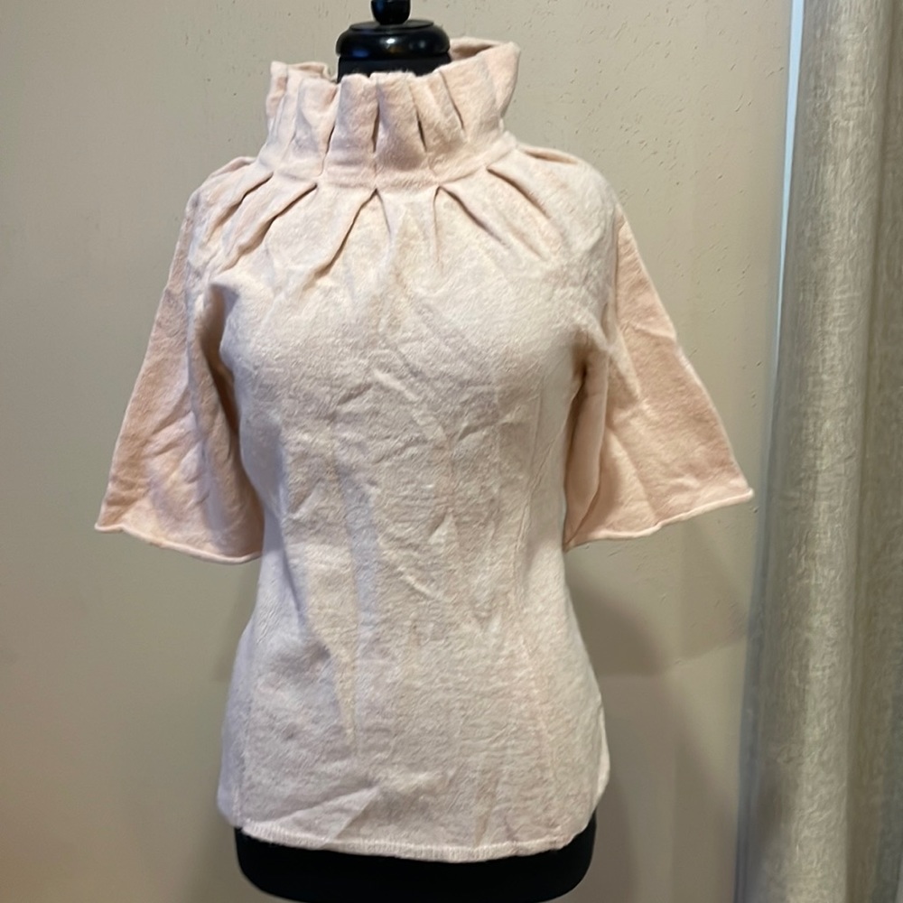 Anthropologie Moth Pleated/Ruffle Collar Sweater - L